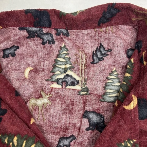 Vintage Bear Moose Forest All Over Print Fleece Long Sleeve Shirt Pajama Top - Picture 7 of 7